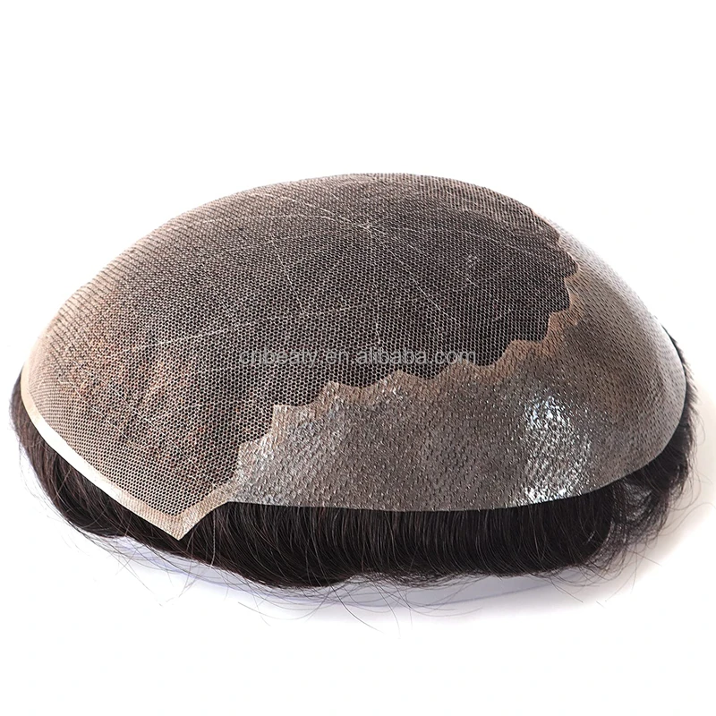 Wholesale Black Custom Fullhead Man Hair Wig Systems Natural Toupee French Lace Indian Hair Q6 Remy Men Toupee 100% Human Hair