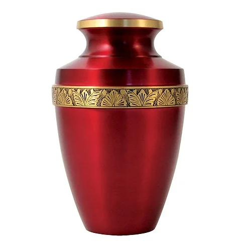 Antique Metal Urn for Adult Human Ashes Banded Brass Cremation Funeral Urn Top Leading Design for Memorial Storage