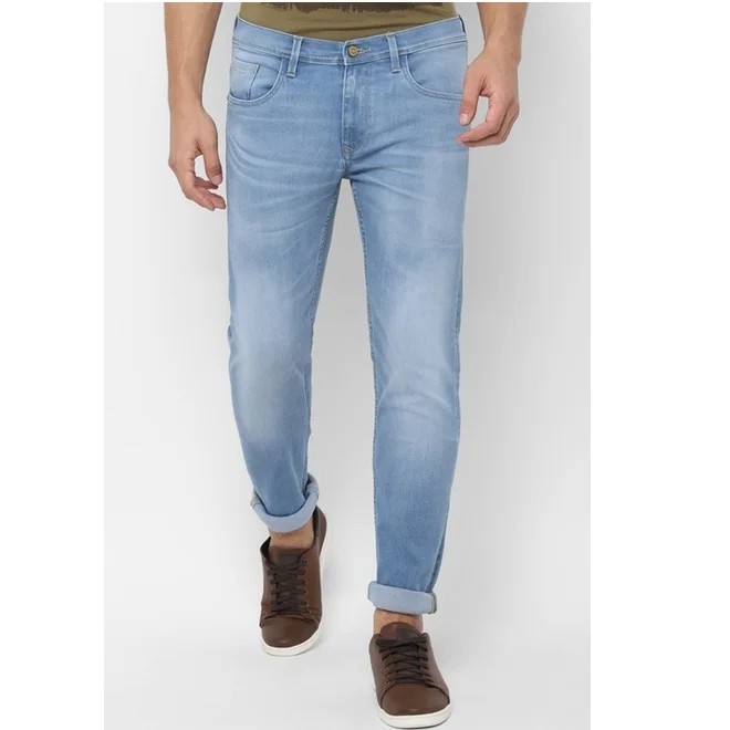Straight Wide Leg Plain Blue Color Denim Pants Stretch Slim Fit Blank Wholesale Best Selling Wholesale Breathable