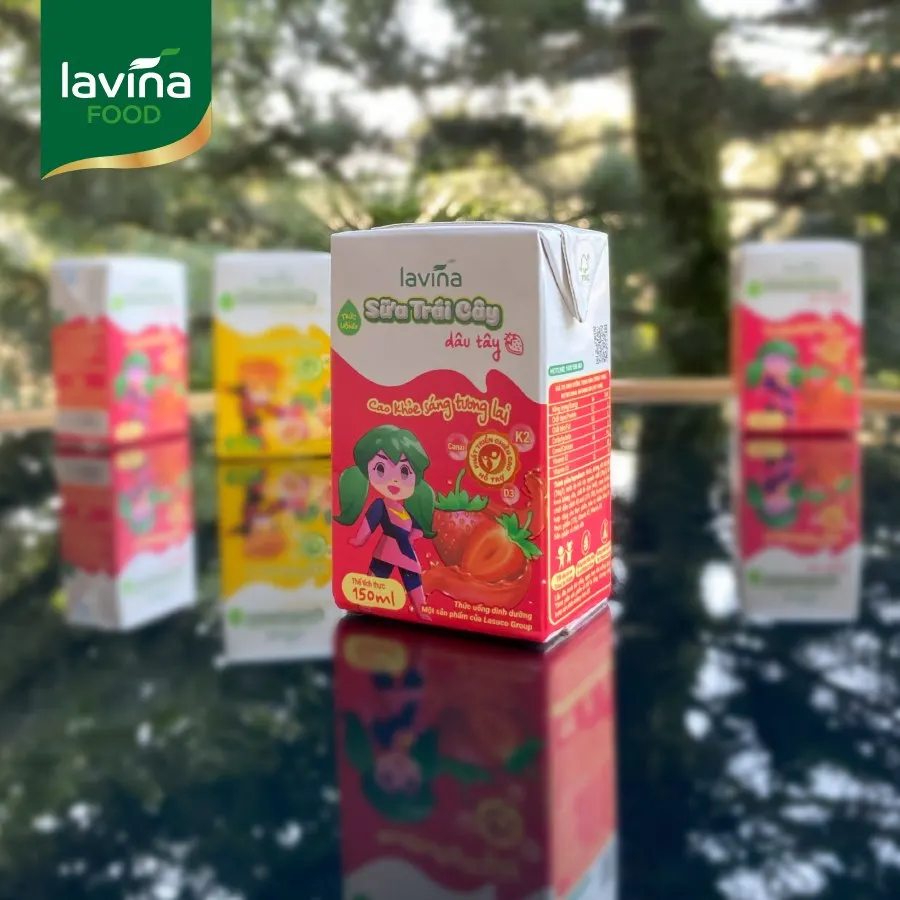 Lavina Natural Strawberry Flavoured Fruit Milk Drink Tasty D3K2 150ml Big Sale Origin from Vietnam for Adults and Children