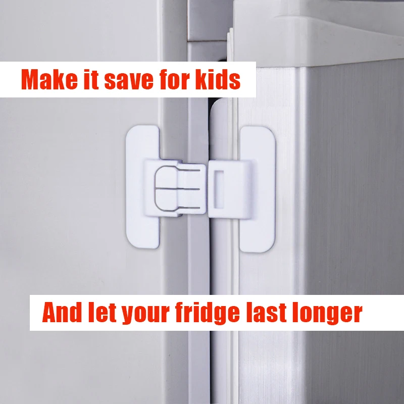 Fridge Door Lock Adjustable Freezer Cabinet Drawer Locks for Kids No Trapped Fingers Easy Installation
