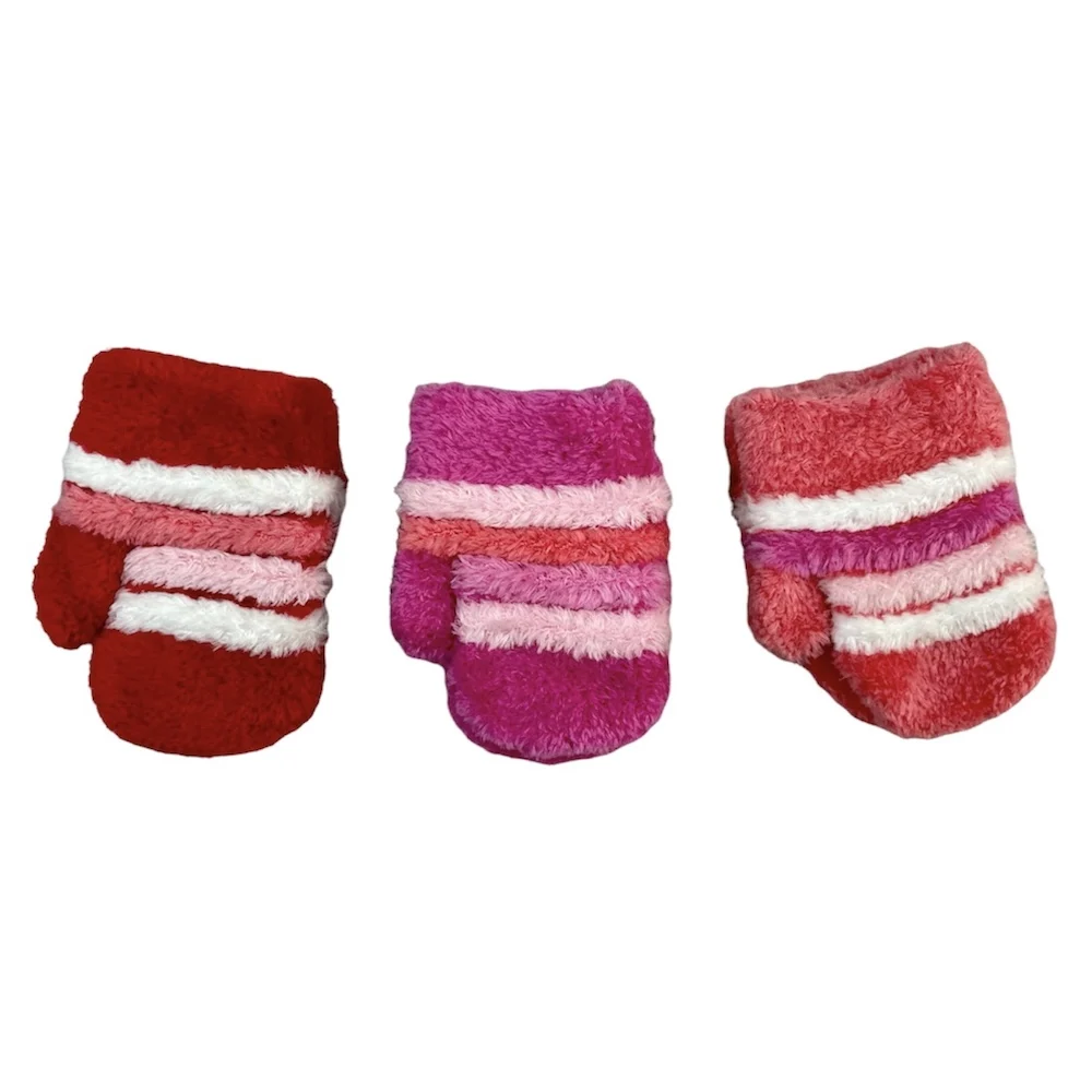 Soft feather yarn and super stretchy knit baby mittens