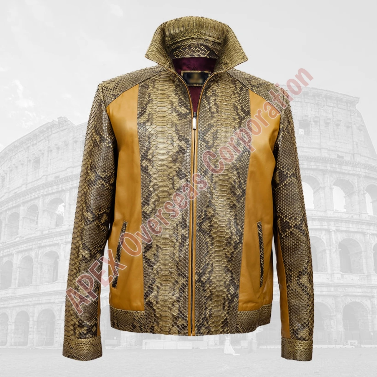 High Quality Pakistan Made Luxury Python Texture Genuine Cowhide Leather Jacket Short Animalier Jacket for Chic Women And Men