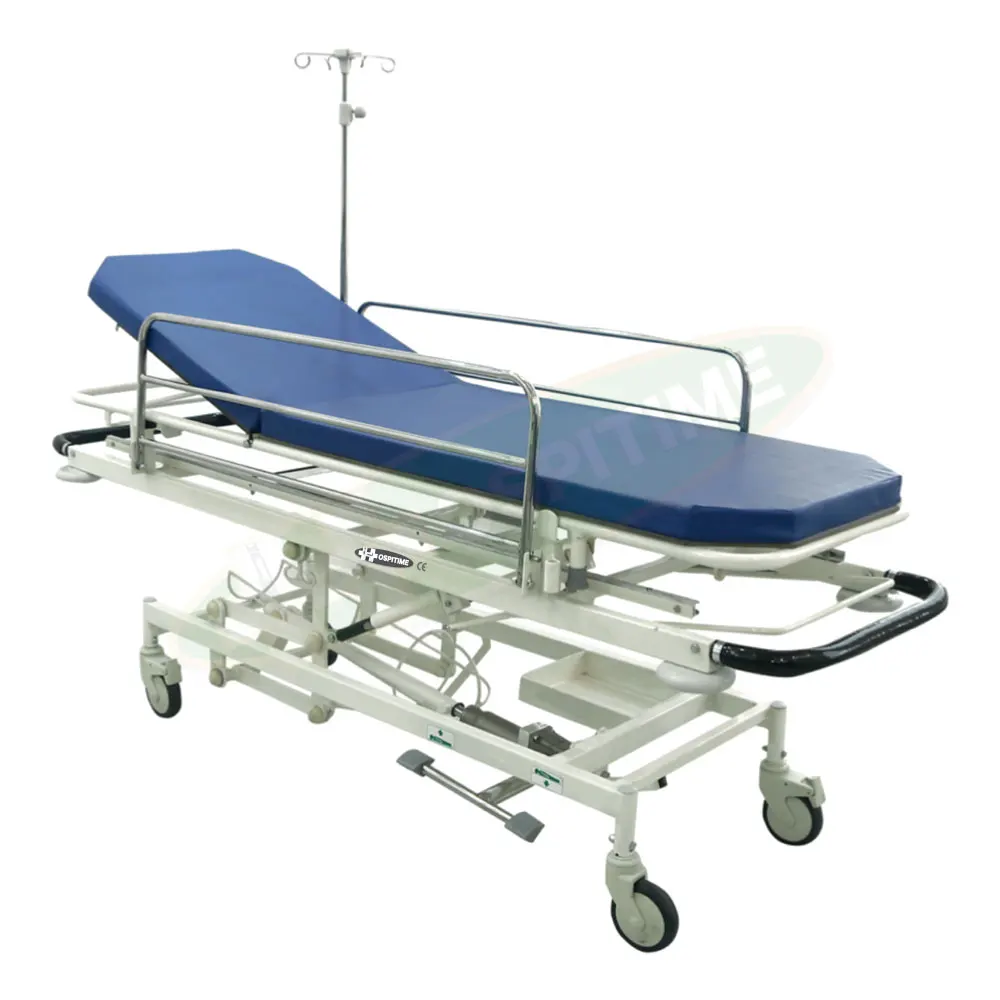 Hospitime 4-Function Hydraulic Hospital Emergency & Recovery Trolley with 1 Pump Hospital Furniture