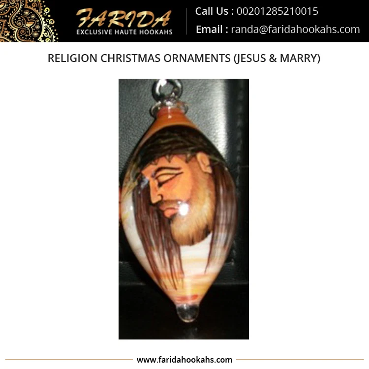 Unique Design Egyptian Luxury Glass Christmas Decoration Handmade Religion Christmas Ornaments (Jesus & Marry)