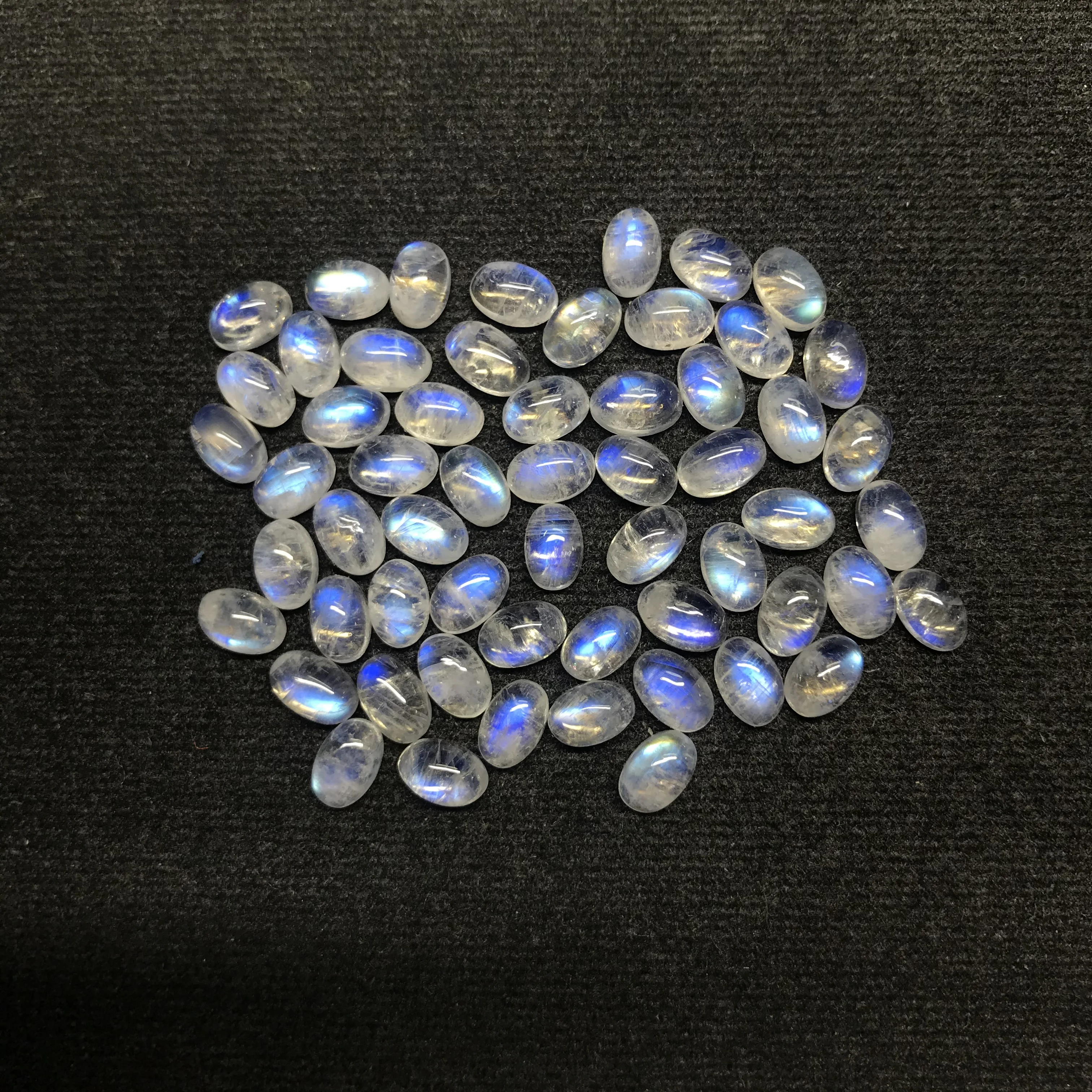 4x6mm Natural Rainbow Moonstone Loose Oval Cabochon Gemstone Wholesale Price Rainbow Moonstone Cabochon 925 Silver Pendant