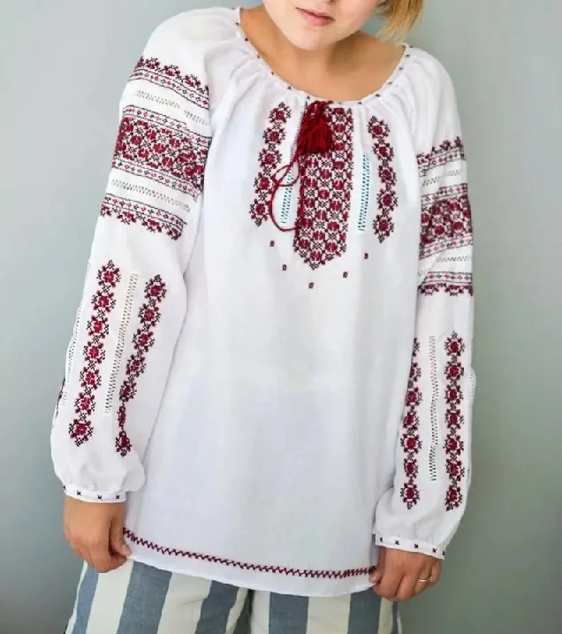 Indian Cotton Full Sleeves Ukrainian Embroidery Blouses For Women Daily Wear Top Summer Party Favour