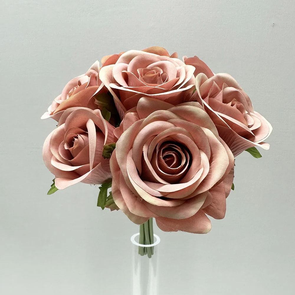 Classic Silk Brides Bouquet Wedding Rose Flower Holding Bouquet Dusty Blue Rose Floral Bouquet Wedding Decoration