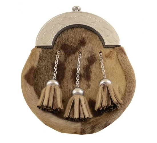 High Quality Custom Made Full Dress Bagpiper Sporran Highland Dress Metal Cantle Sporrans Fur Material Wholesale Bulk Packaging