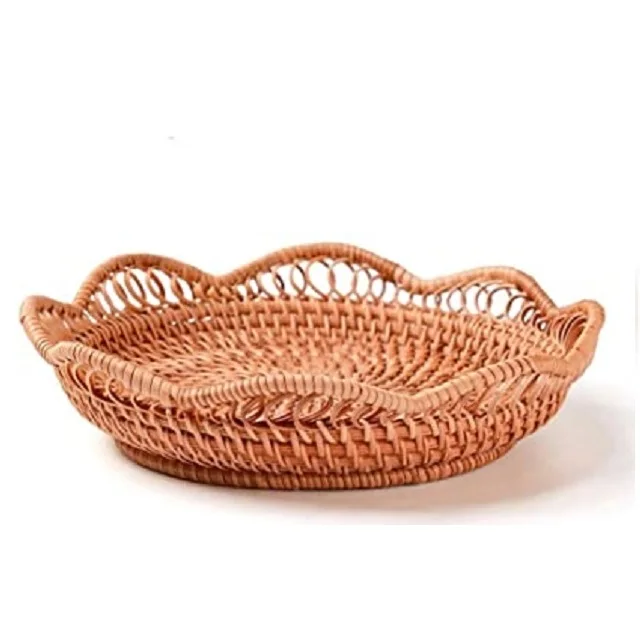 Hand oven Storage Basket Wicker Fruit Basket Decorative Tray Handmade rattan large Round Basket made from natural Rattan