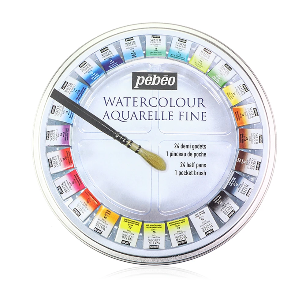 Pebeo 30078CPRM 24 colors solid watercolor paint professional set high quality for painting and sketching