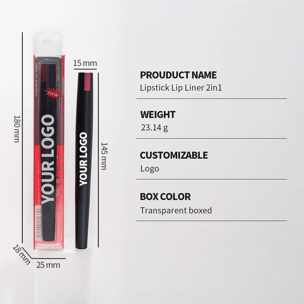 OEM 8 Colors Automatic Double Heads Waterproof Lipstick Not Discolor Lasting Non-stick Cup Matte Lipstick Pen Lip Liner