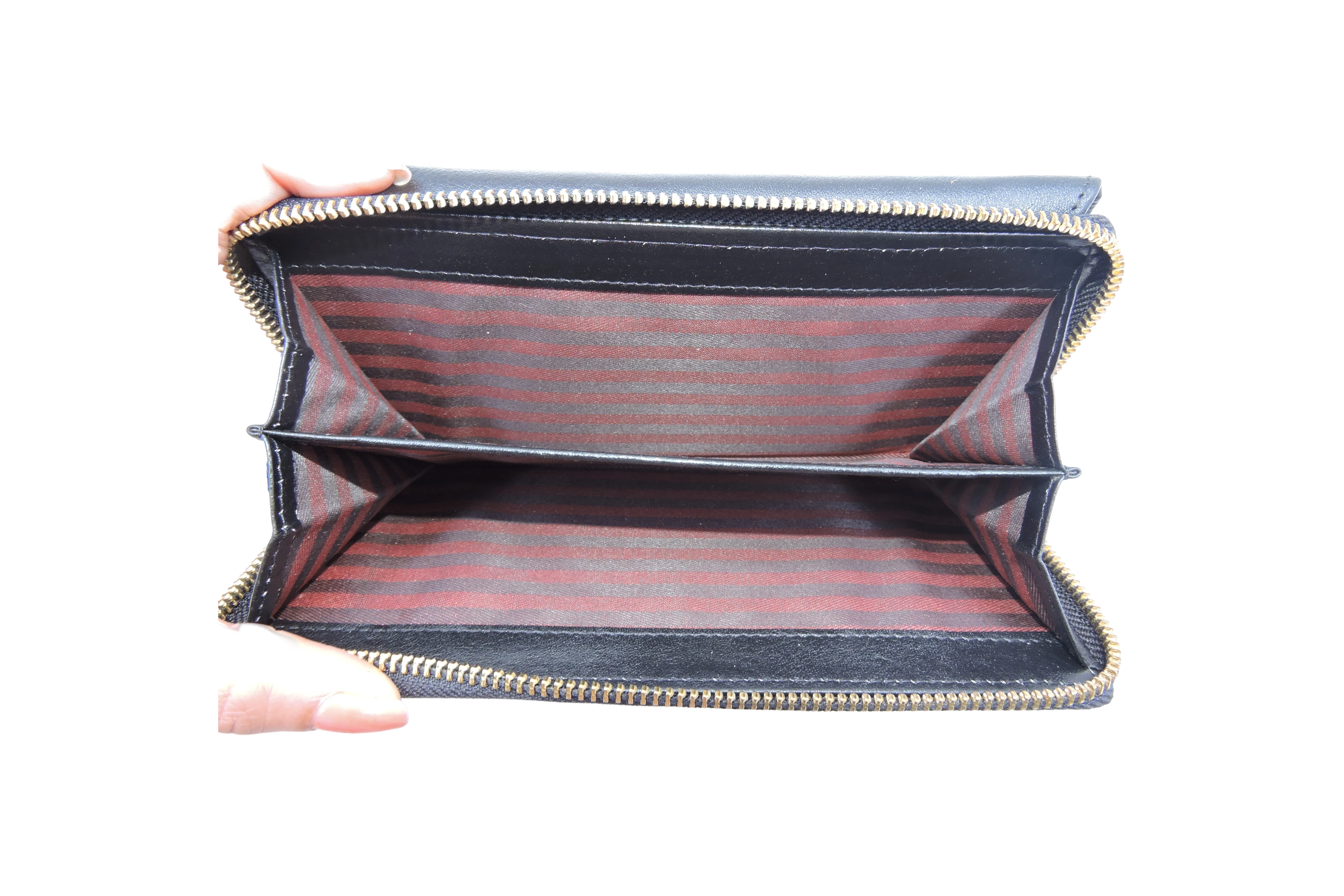 Classic Ladies Genuine Leather Ladies Wallet Black Magnet Closure Premium Quality Personalized Custom Logo Handmade