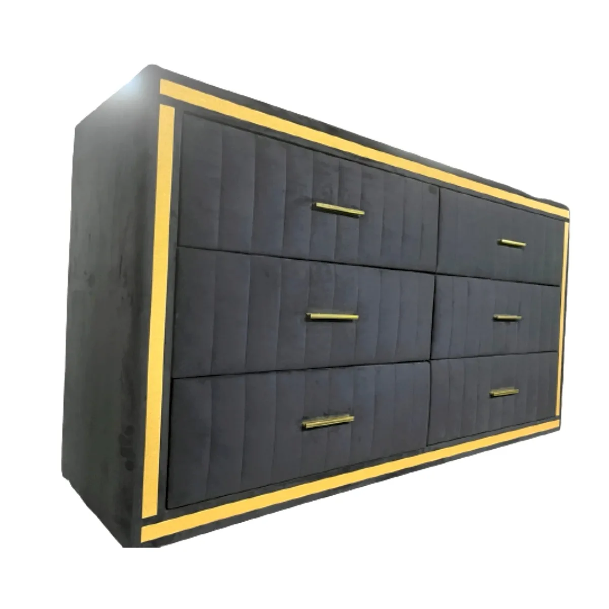 NEW BEST SELLING DESIGN MODERN MERIDIAN BEDROOM SET DESIGN WITH UPHOLSTERED 5 PCS BEDROOM SETS IN VELVET BLACK GOLD GLITTER PVC