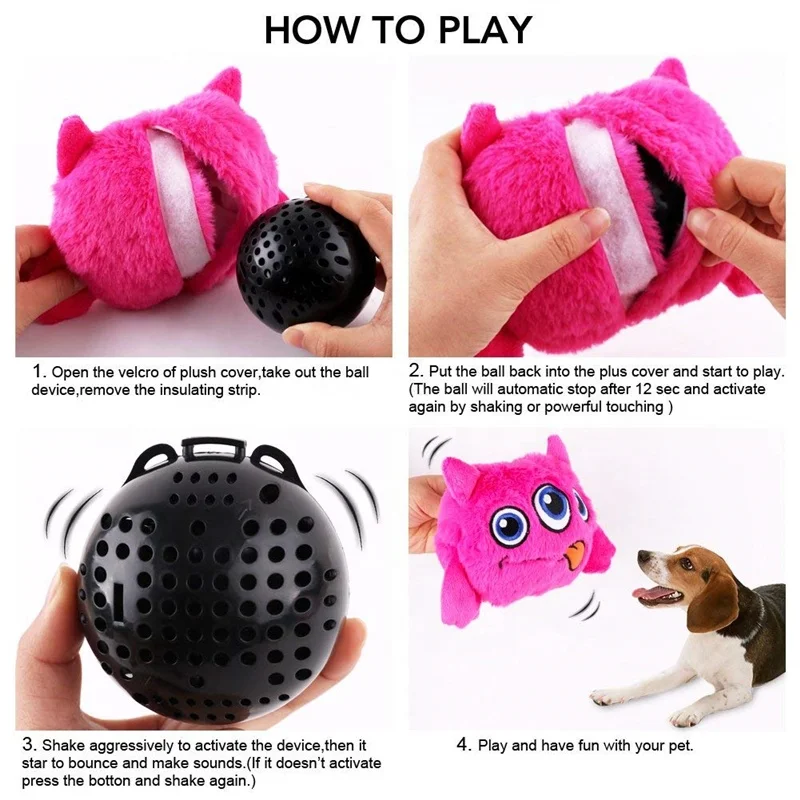 Cute Dog Toy Plush Giggle Ball Puppy Automatic Electronic Shake Crazy Toys Exercise Entertainment Interactive Pet Balls