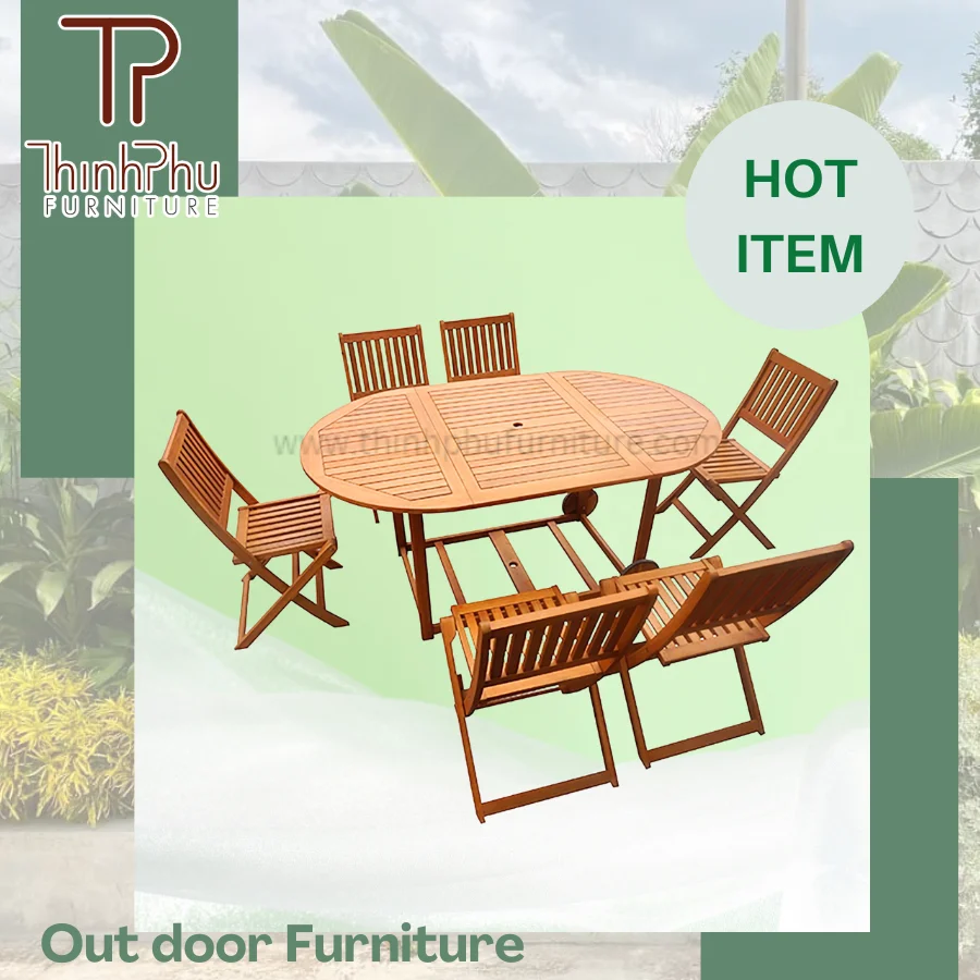 D80 72CM Outdoor Wood Frame Round Table with 5mm thickness water ripple tempered glass