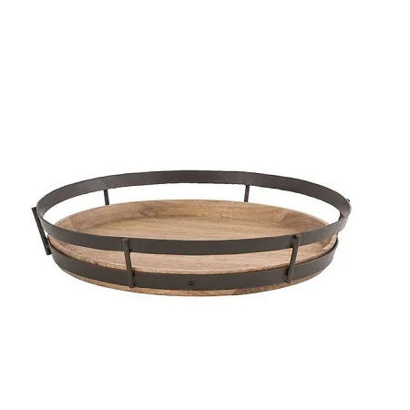 Iron and Wooden Tea Coffee Serving Tray With Finest Quality Round Shape Chocolates at Lowest Price