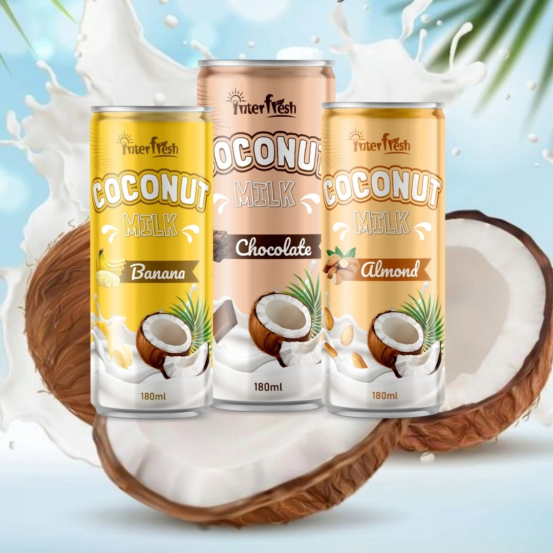 INTERFRESH VIETNAM Coconut Milk With Juice Flavor High Quality Coconut milk with Nata de coco OEM Manufacture