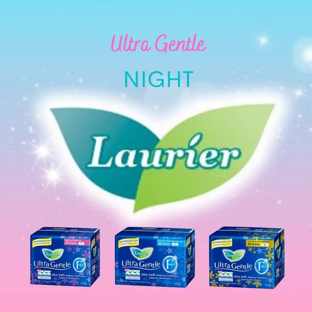 No Fragrance High Absorbent Comfortable Laurier F Ultra Gentle Extra H.Night 40cm Sanitary Pads with Gentler on Skin Feature