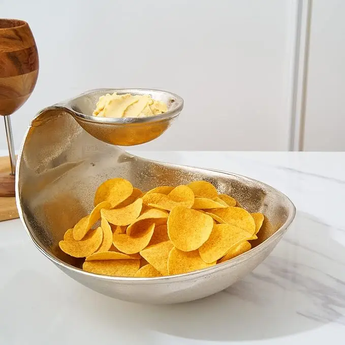 Unique Design Dry Fruits Serving Bowl Solid Metal Trays For Festive Party Restaurant And Hotel Chip And Dip Bowls Cheap Price