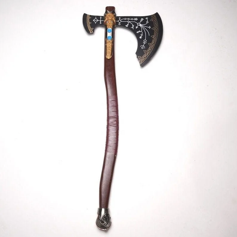 Hot Selling Kratos Axe From The Game God Of War Handmade Forged Stainless Steel Leviathan Axe, Viking Bearded Axe With Scabbard