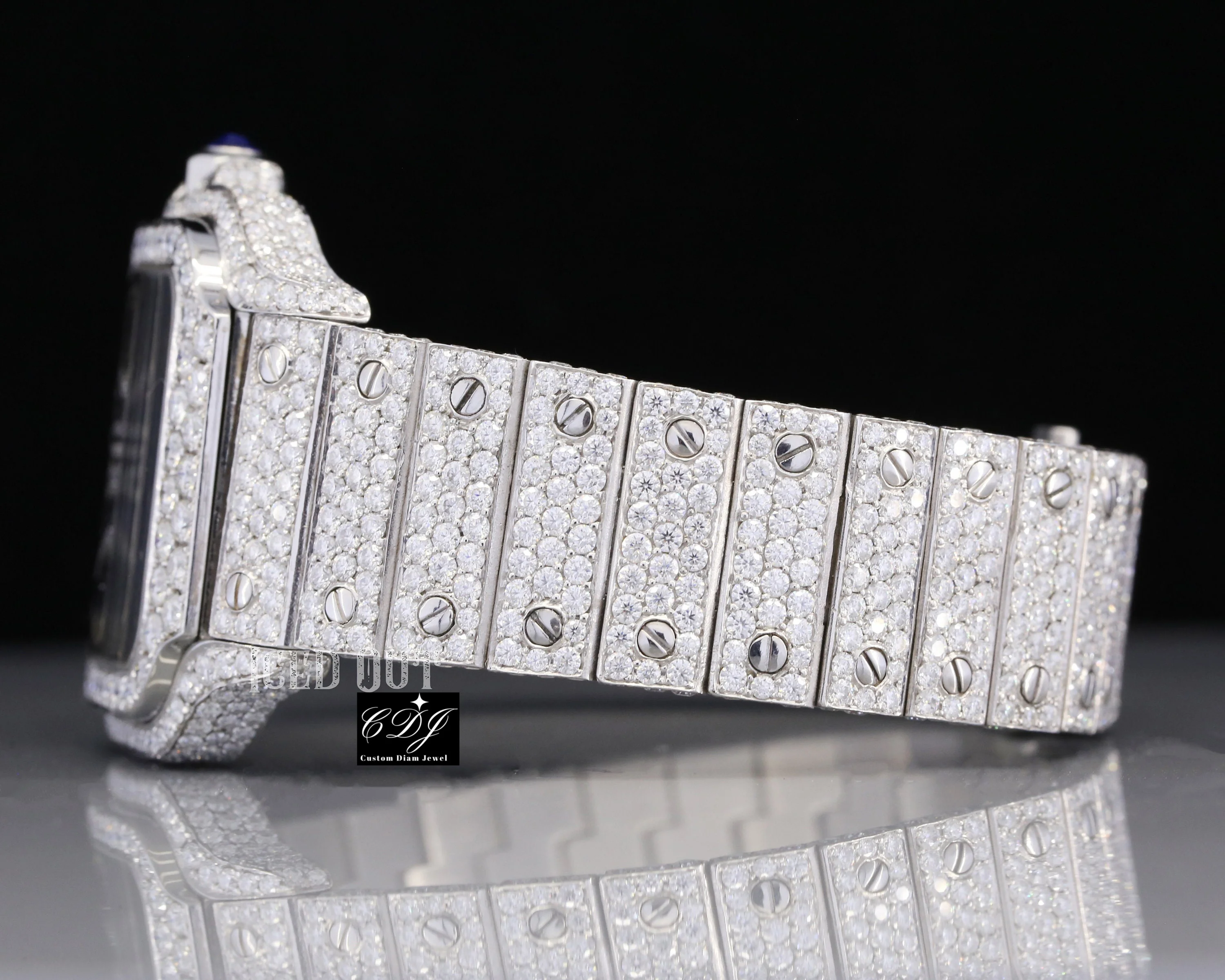 Luxury Men Hiphop Style Stainless Steel Iced Out Square Natural Diamond Dial Quartz Watch for Men Automatic Dial Watches