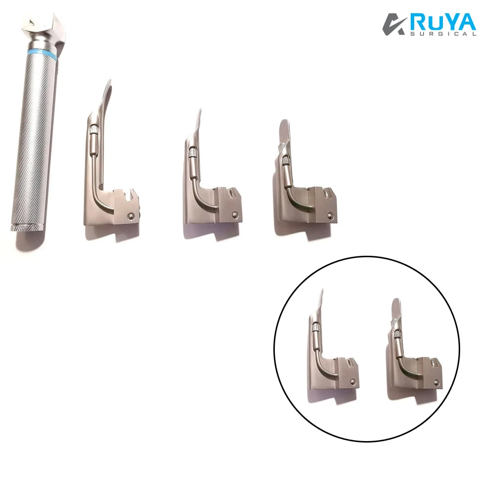 LED Light Stainless Steel Miller Laryngoscope Blades Set Peep Incubation Anesthesia Conventional Size Basis Surgical Instruments