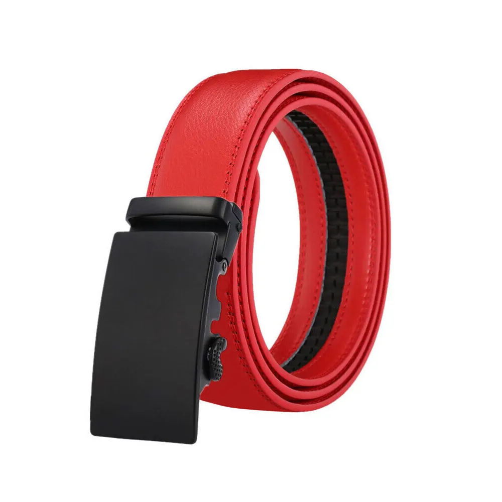 Men Ratchet Belt For Men Automatic Buckle Real luxury Leather Waistband Straps Multicolor Genuine Leather Solid Buckle Belts