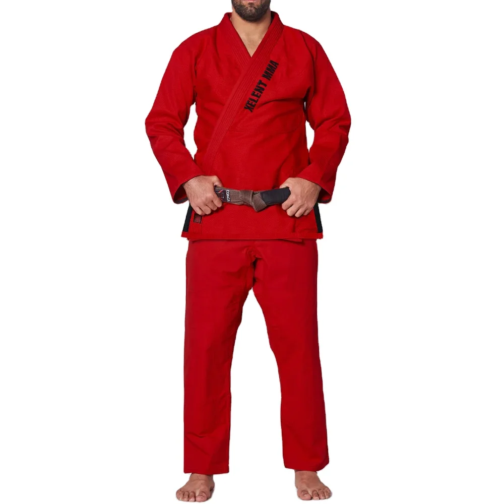 Профессиональный топ-бренд унисекс Jiu Jitsu Gi Униформа на заказ Вышивка Патчи новейший дизайн крой MMA хлопок красный