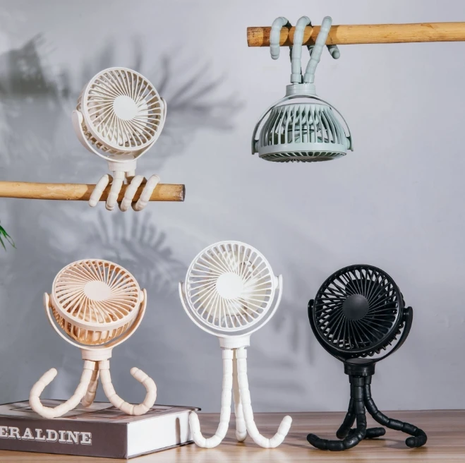 2024 New Wireless Rechargeable Flexible Tripod Clip On Air Cooling Fan for Car Seat Crib Bike Treadmill Baby Stroller Fans