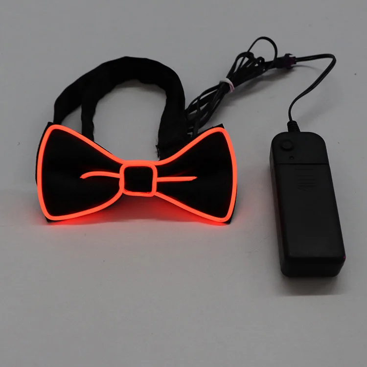 Amazon Best Selling Party Christmas Rave Light Up El Wire Necktie Multi Color Flashing Light Up Bow Tie