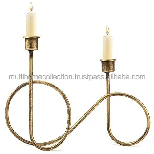Abstract Pattern Creative Candle Stick Holder Candlewax Stand Decorative Brass Candlestick Holder White Enamel Coated
