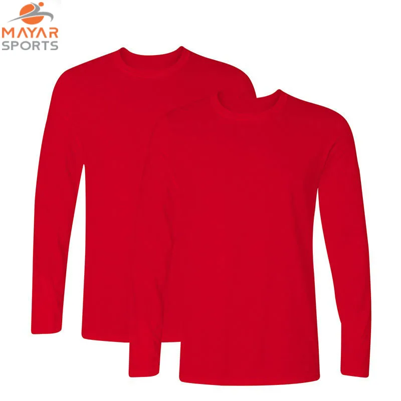 Wholesale Spring Autumn 100% Cotton Long Sleeve T-Shirt Men High Quality Solid O-Neck Tops Tees Big Size Boys T-shirts