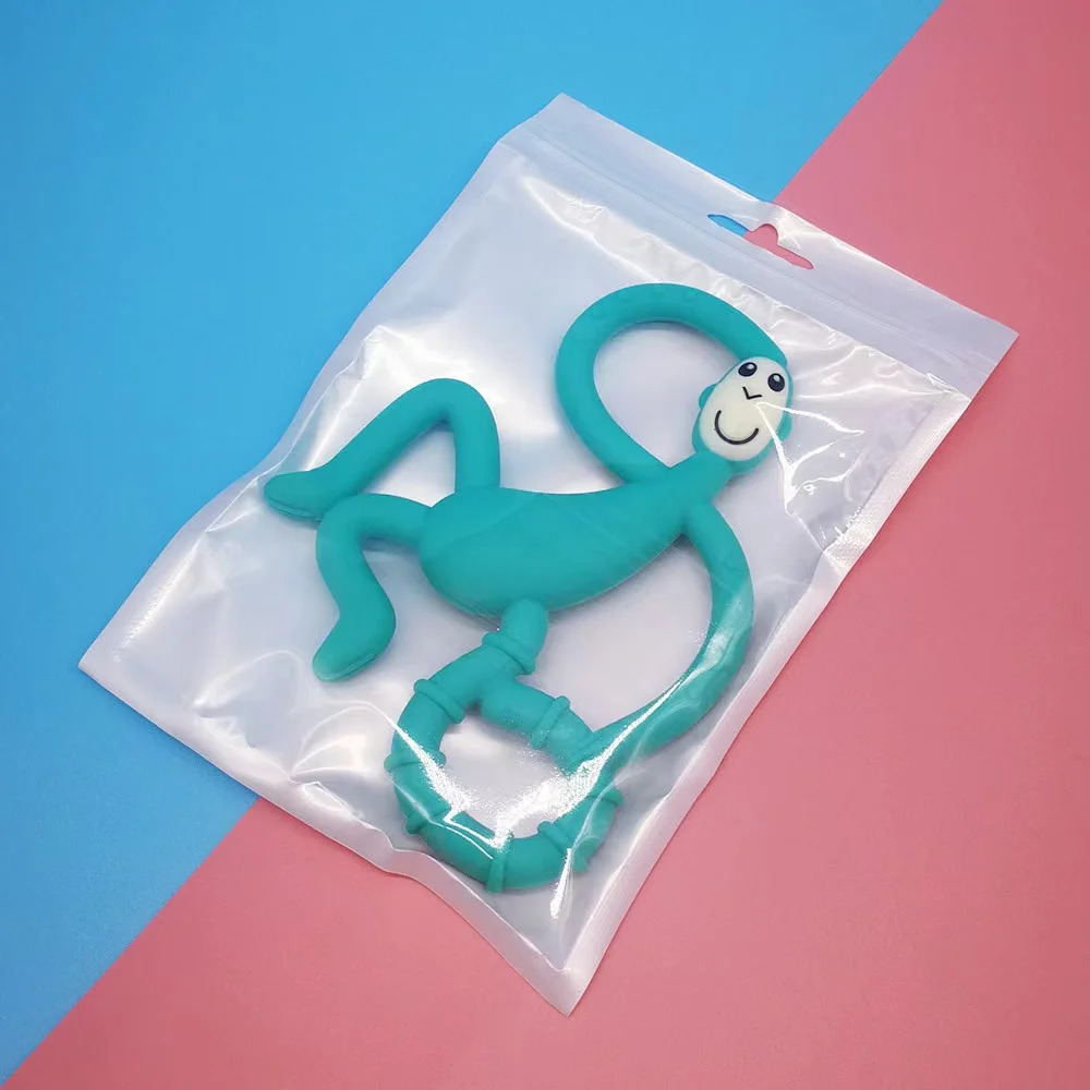 BPA Free Food Grade Silicone Baby Monkey Teether Animals Shape Silicone Teethers Reusable Infant Teeth Toys