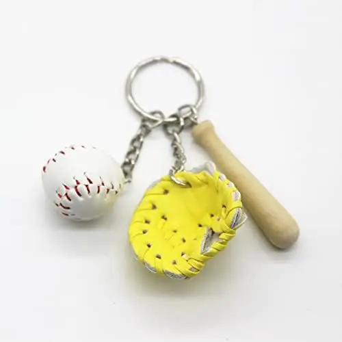 Baseball Bat Keyring Decorative Jacket Chain Attachments for Leather Jackets and Ladies Bags Key Chain