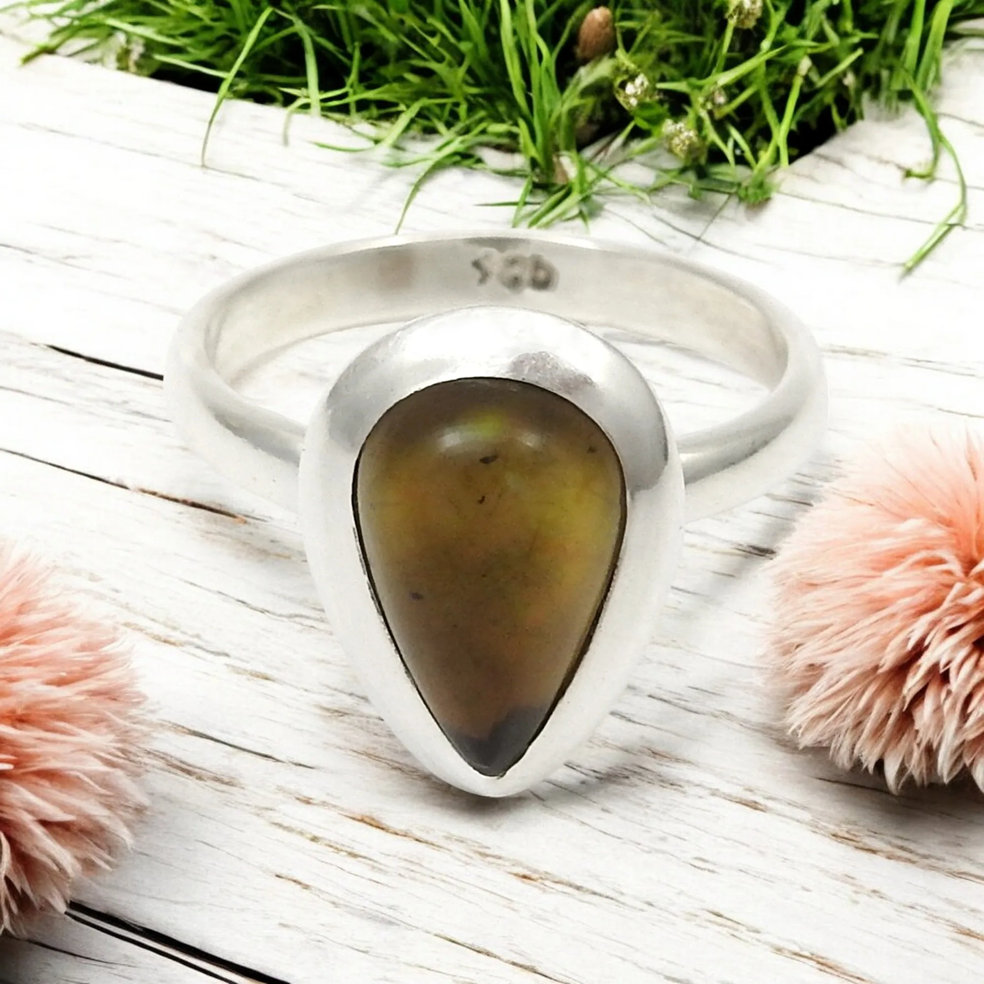 Natural Black Opal Rings 925 Sterling Silver Pear Cut Precious Gemstone Jewelry October Birthstone Opal Rings Fine Jewelry Bulk