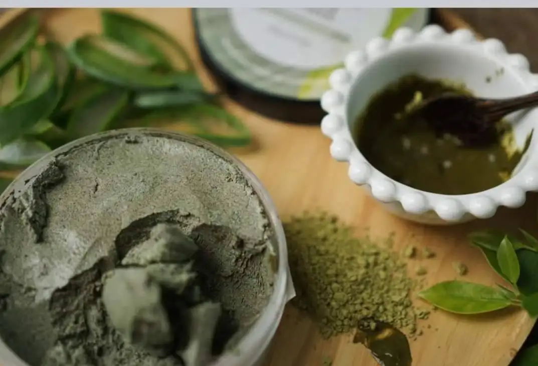 Thai Herbal Clay Mask , Aloe Vera Mud Add Green Tea Powder, Premium Quality from Thailand 450g.