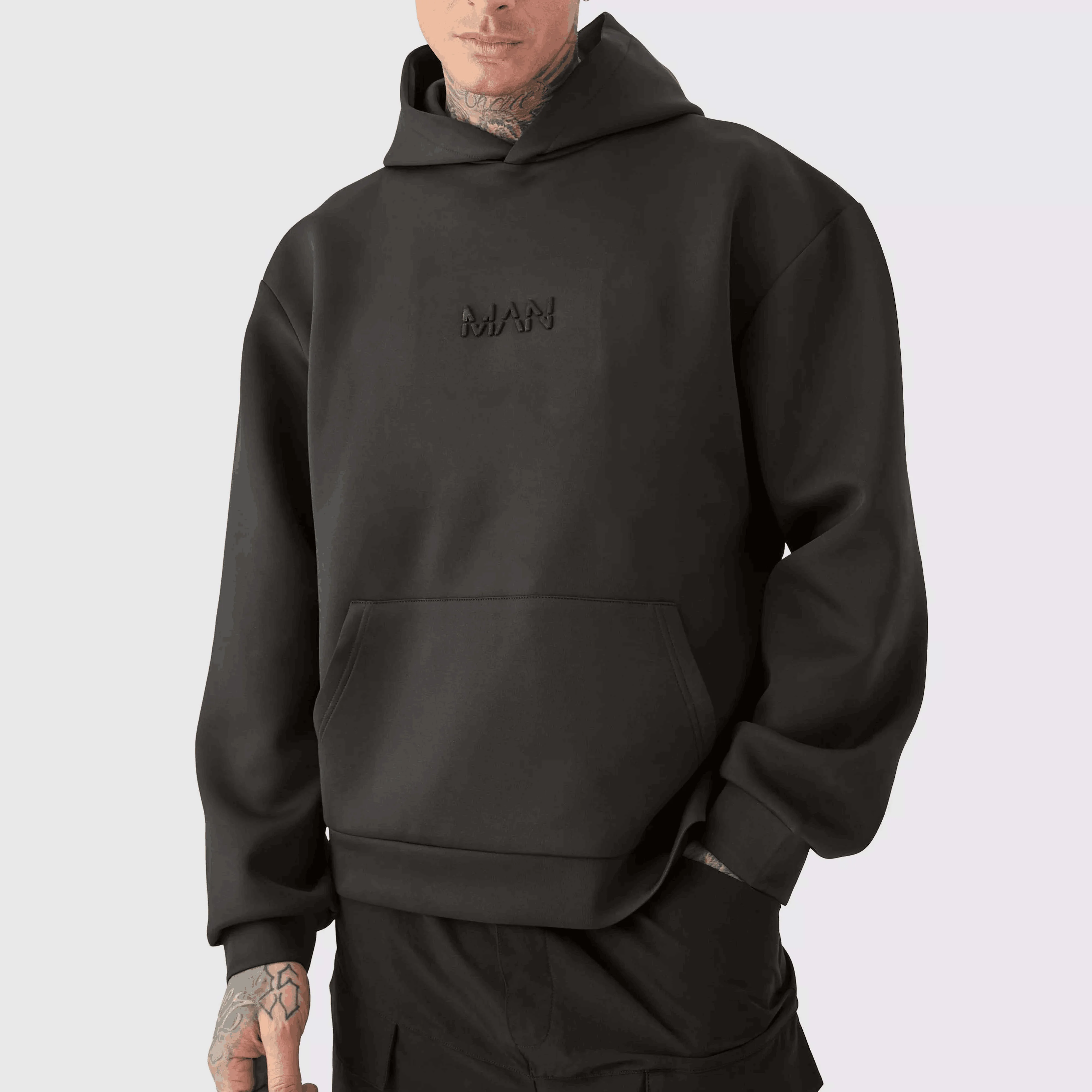 OEM Custom 100% Cotton Heavyweight 3D Embossed Hoodie Thermal Plus Size Winter Clothing with Embroidered Logo 500gsm  Men Hoodie