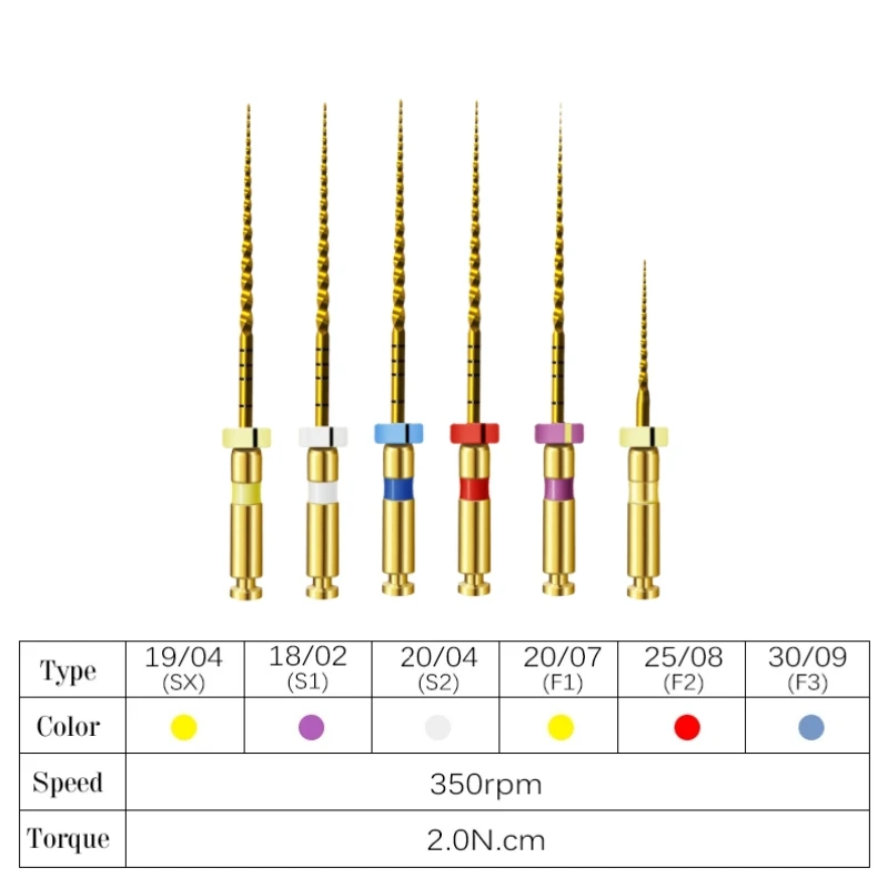 Dental Root Canal Files Heat Activated Golden NITI Flexible Rotary 21/25/31mm Assorted File for endodontic motor