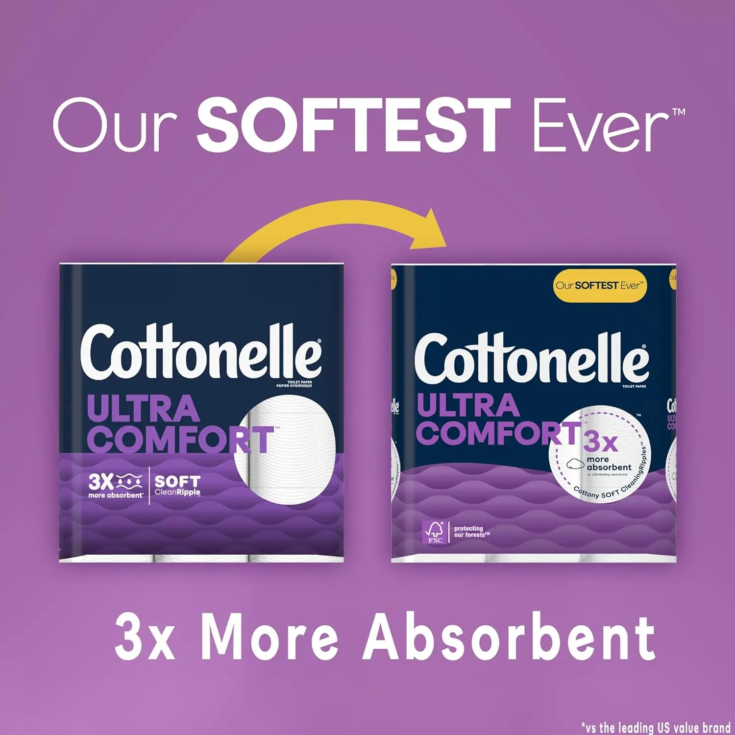 Ultra Comfort 3-Ply Jumbo Roll Toilet Paper Household Tissue with Cleaning Ripples Texture
