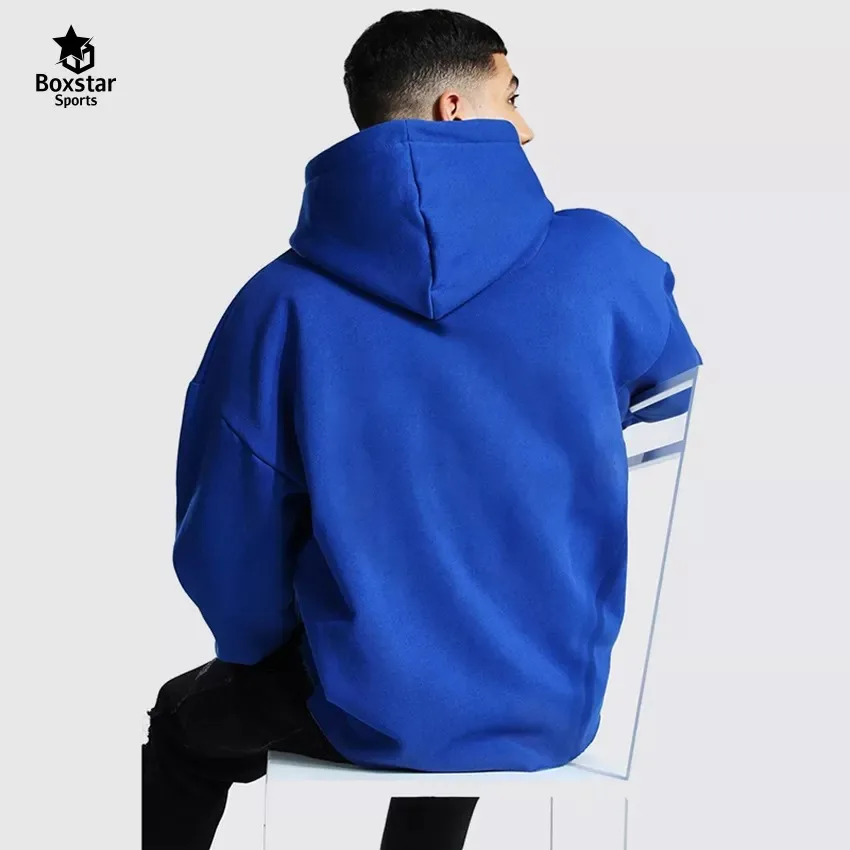 High Quality Grey Men Blank Raw Hem Hoodies 100% Cotton French Terry No Pocket Oversized Hoodie