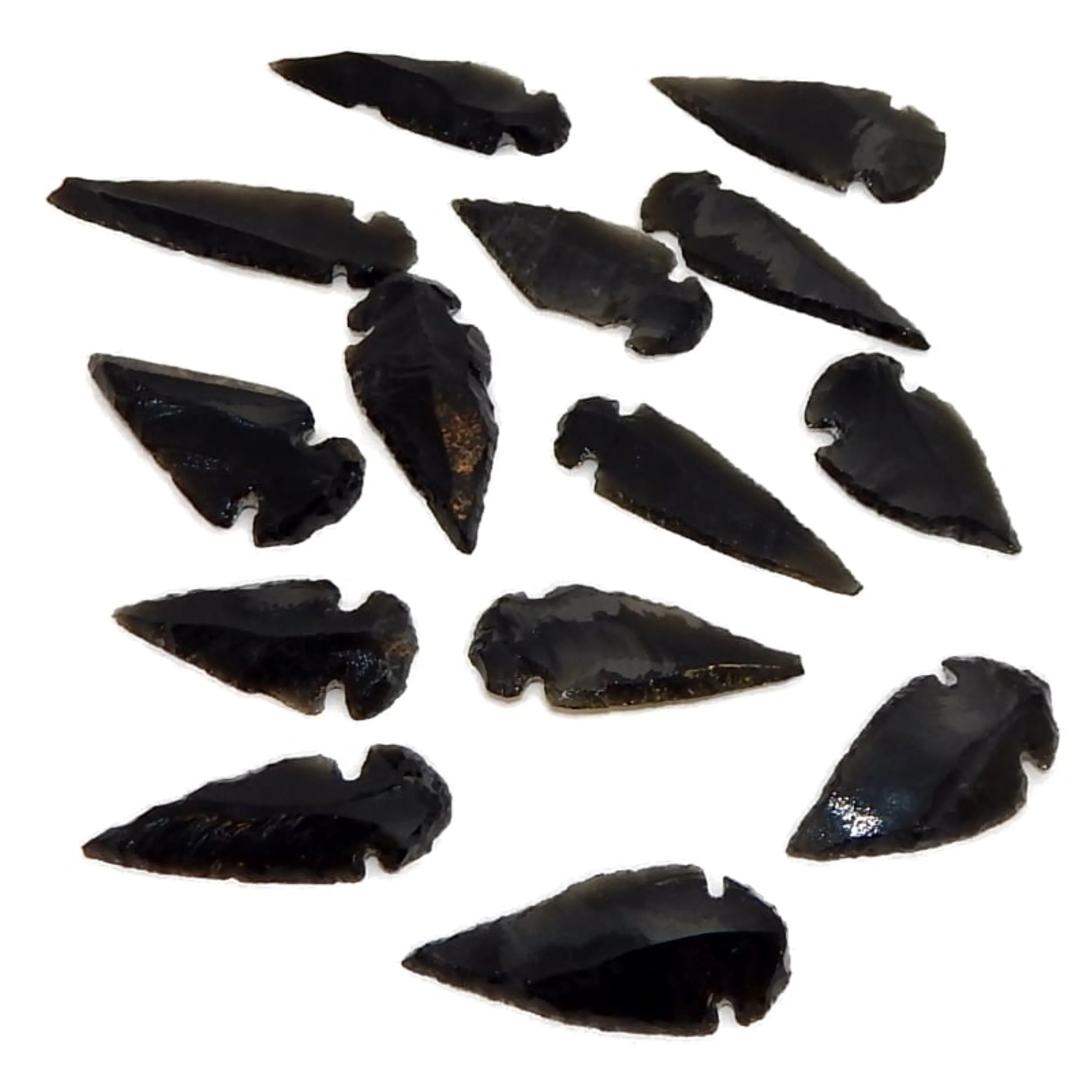 Wholesale Natural Indian Agate Black Obsidian Gemstone Arrowheads Sets Reiki Healing Handmade Bulk Agate Arrowhead Set For Vastu