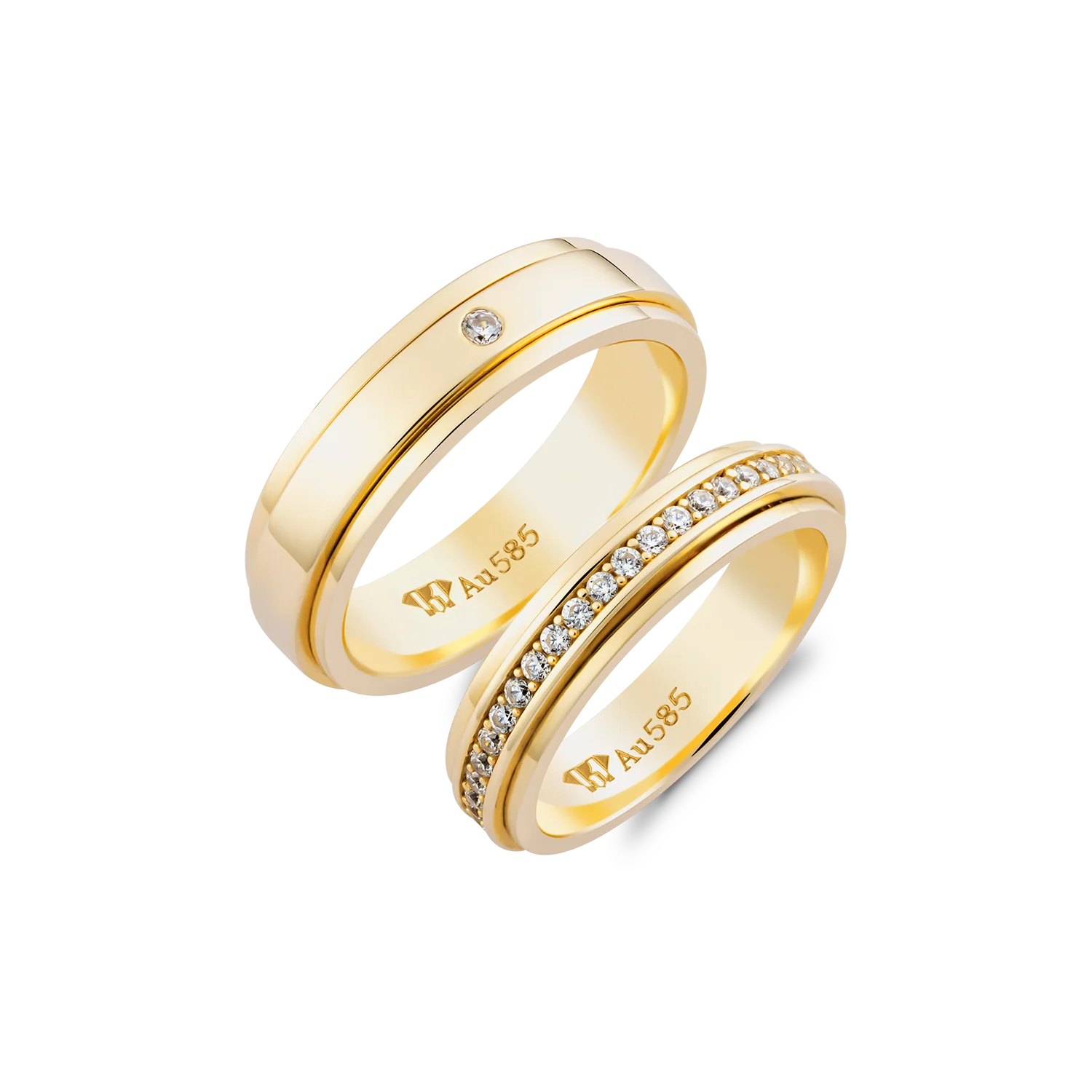Fine jewelry 14k 18k gold wedding rings couple set high quality wholesale price customized design Vietnam Manufacturer NC762