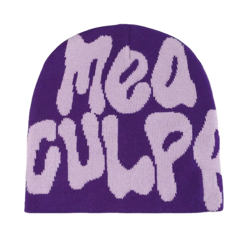 New Drop shipping Custom All Over Brand Printed Acrylic Hats Manufacturer High Streetwear OEM Knitted Crocheted Beanie Hats