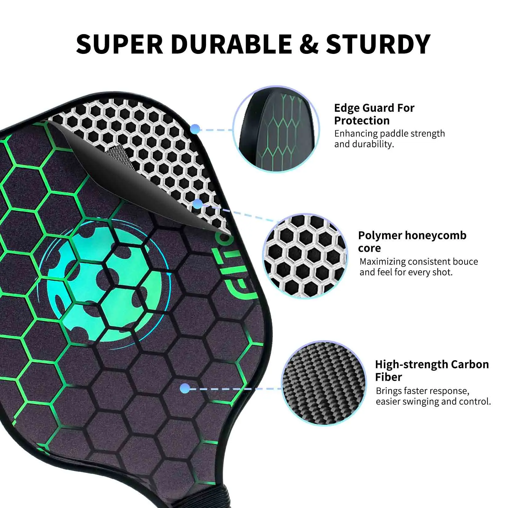 Outdoor Fashion Pickleball Paddle Usapa Approved Carbon Fiber Pickleball Paddle Set with 2 Paddle and 4 Ball