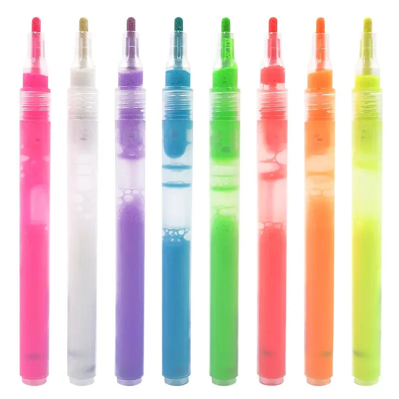 Flysea 8 colours Liquid Chalk Marker Glow in The Dark Fluorescence Liquid Paint Pen Non-toxic Luminous Painting