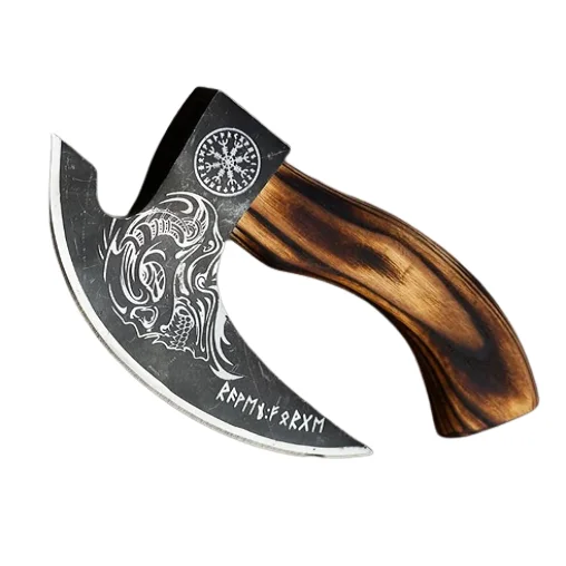 Ручная работа, лучший дизайн по индивидуальному заказу с гравировкой Углеродистая Сталь ТОПОРА с выгравированным деревянной ручкой и кожаный чехол