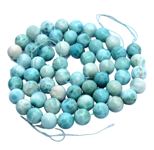 Buy Natural Larimar Loose Beads Stands 14MM Round Shape Sea Blue Smooth Gemstone For Bracelet Making Uses Low Prices