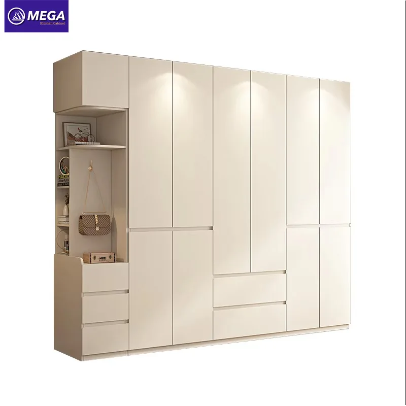 MEGA Hot Sale Modern 2024 Cheapest Wardrobe Simple Melamine Wooden 3 Doors 4 Doors Clothes Wardrobe Closet