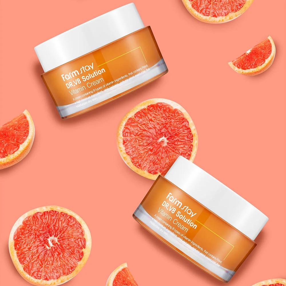 FARMSTAY DR-V8 SOLUTION VITAMIN CREAM - made in Korean Cosmetic - Anti-Wrinkle, Anti-Aging, Whitening, Moisturizing intensive
